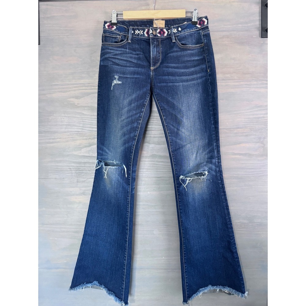 Driftwood Eva‎ Jeans Embroidered Waistband  26 Boot Cut Low Rise Floral Denim